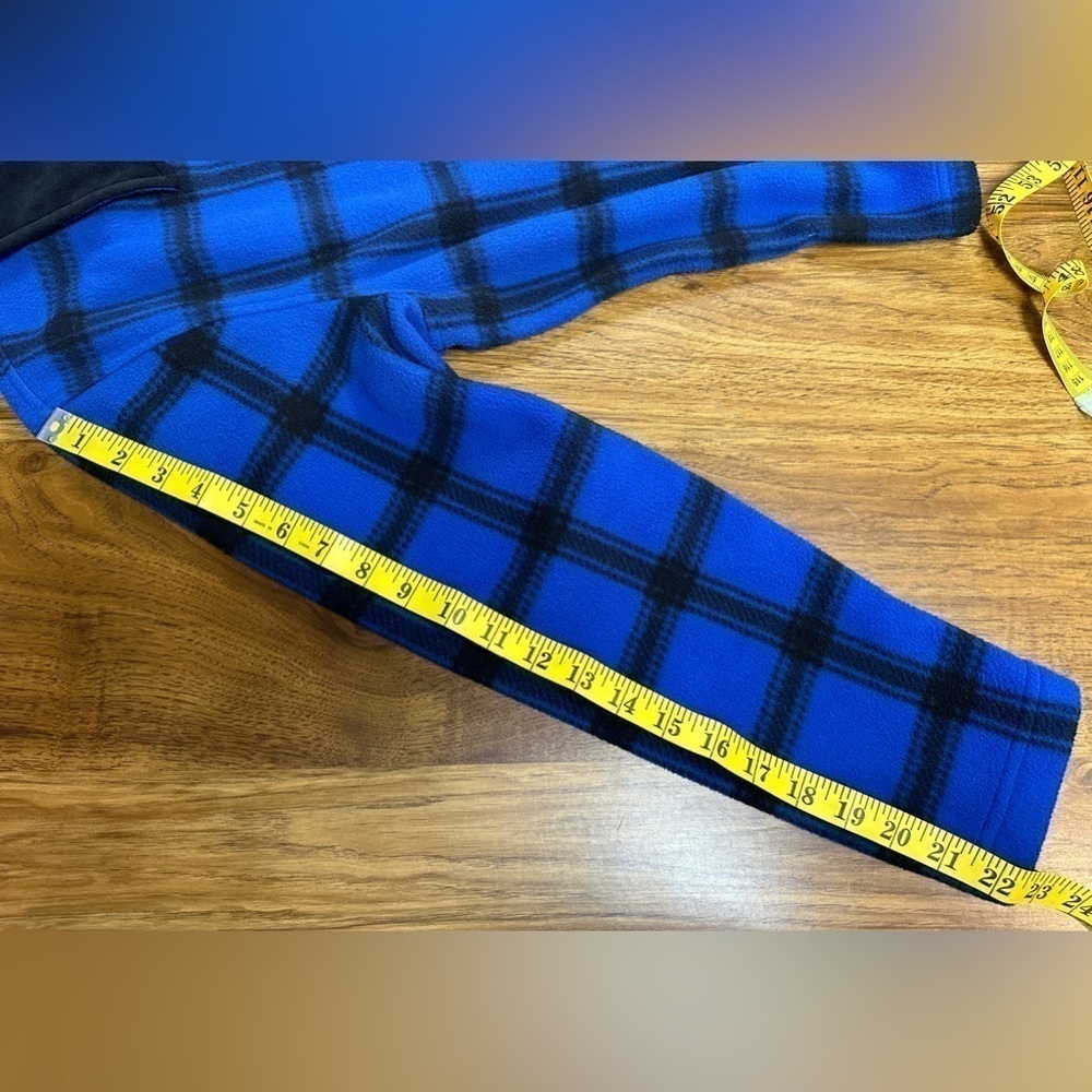 Talbots Women’s Size S Fleece Full Zip Jacket Med Blue & Black Checkered Plaid - Picture 5 of 7